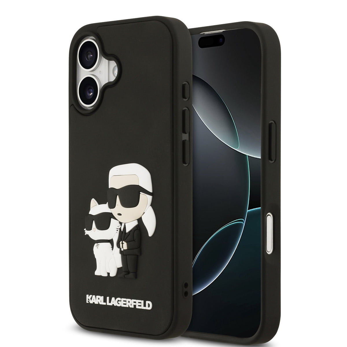 Husa Karl Lagerfeld 3D Rubber Karl si Choupette pentru iPhone 17 Negru