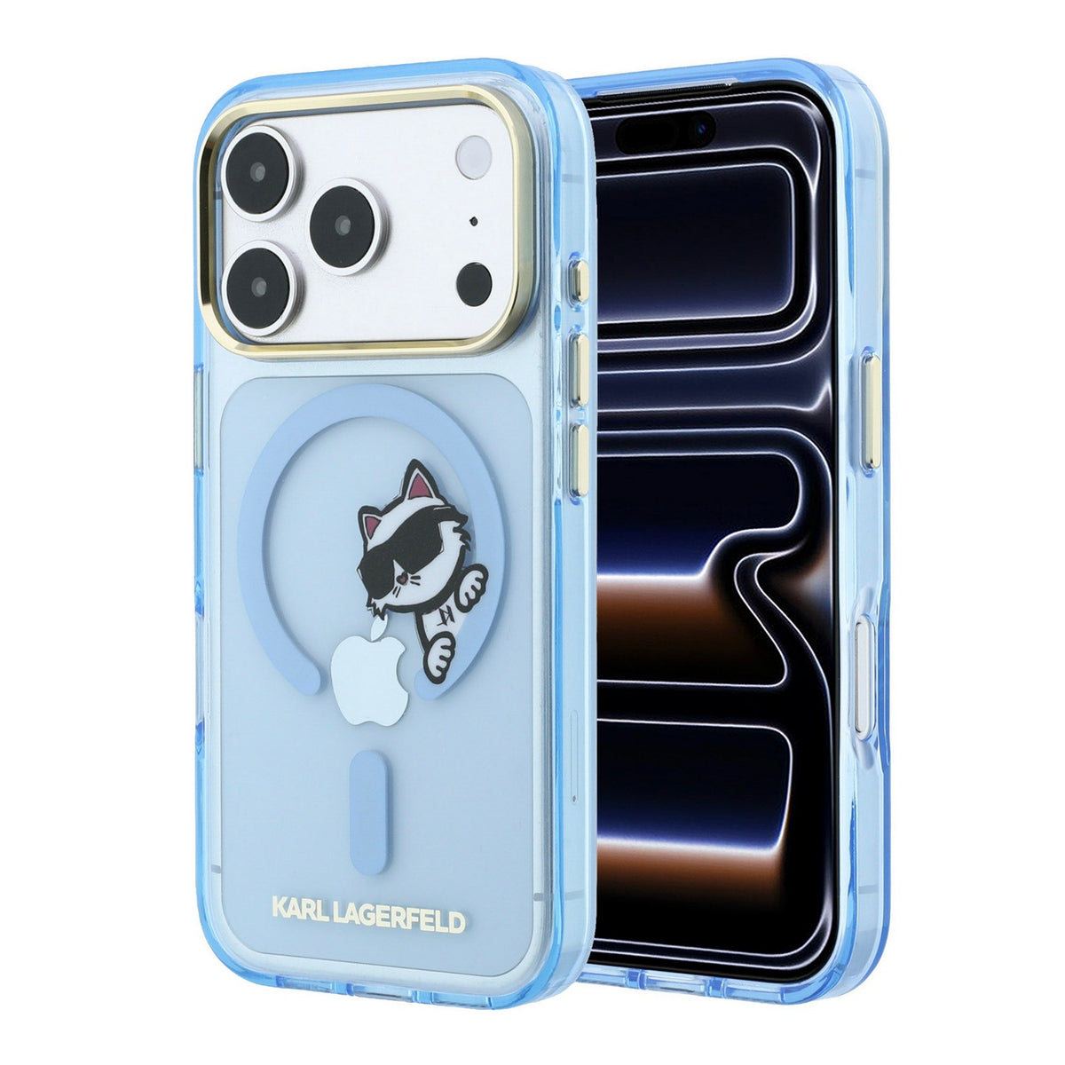 Husa Karl Lagerfeld IML Choupette Peekaboo Magsafe pentru iPhone 18 Pro Max Albastru