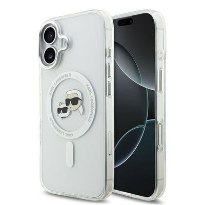 Husa Karl Lagerfeld IML K&CH Heads Metal Frame Magsafe pentru iPhone 17 Transparent