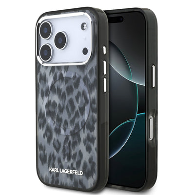 Husa Karl Lagerfeld IML Leopard Magsafe pentru iPhone 17 Pro Gri