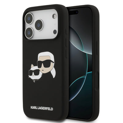 Husa Karl Lagerfeld Liquid Silicone Double Heads Magsafe pentru iPhone 17 Pro Negru