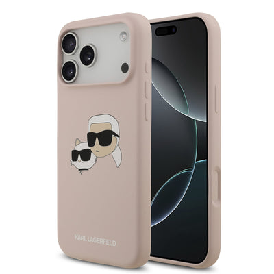 Husa Karl Lagerfeld Liquid Silicone Double Heads Magsafe pentru iPhone 17 Pro Max Roz