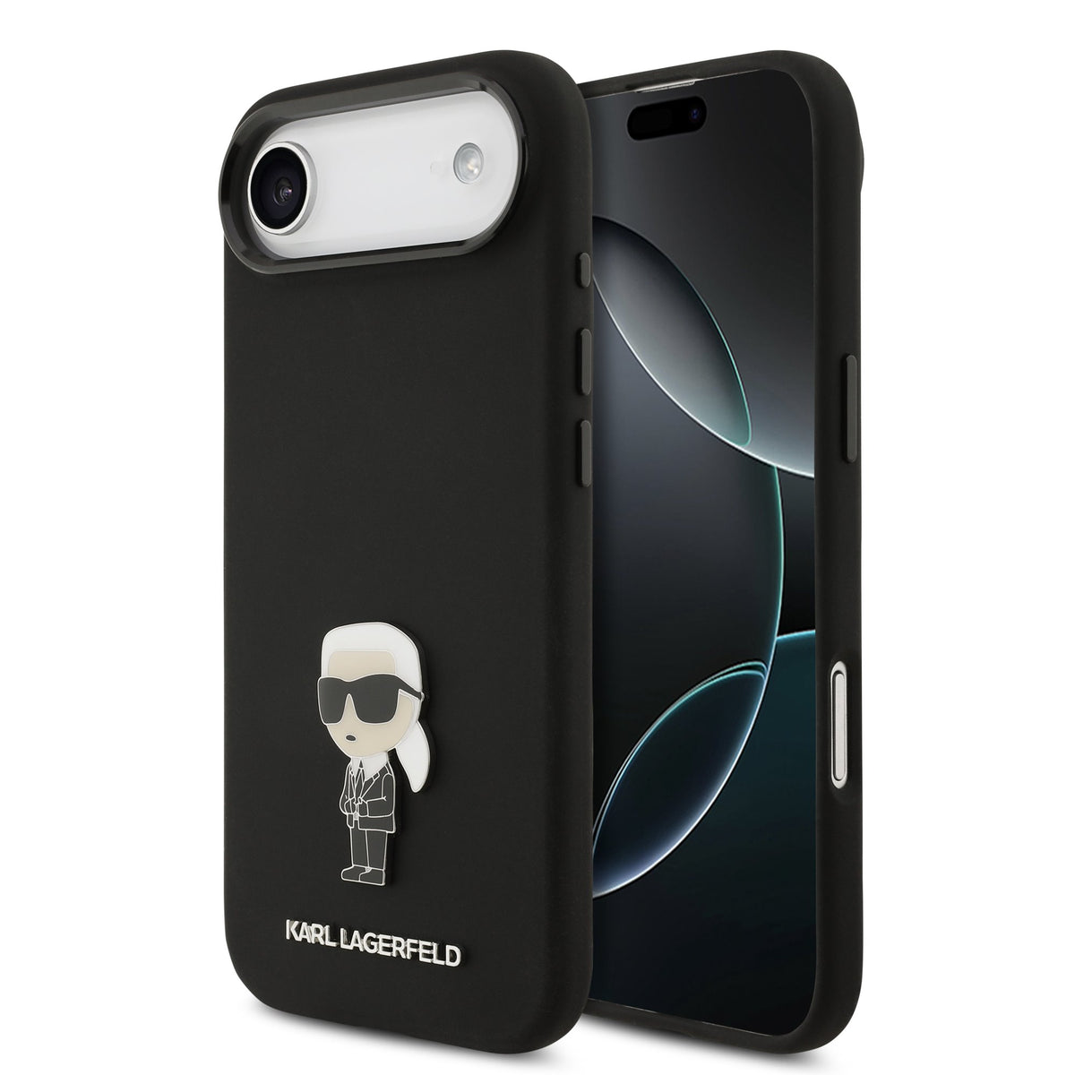 Husa Karl Lagerfeld Liquid Silicone Metal Ikonik pentru iPhone Air Negru