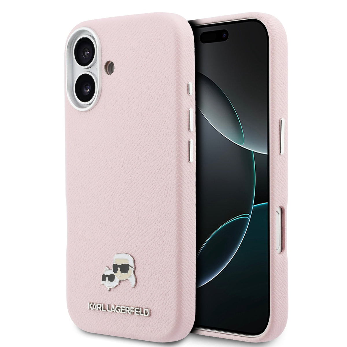 Husa Karl Lagerfeld PU Karl si Choupette Heads Pins Magsafe pentru iPhone 17 Roz