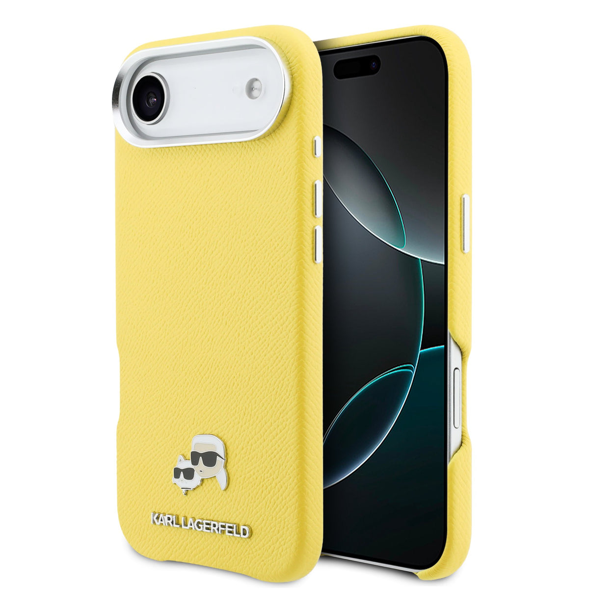 Husa Karl Lagerfeld PU Karl si Choupette Heads Pins Magsafe pentru iPhone Air Galben