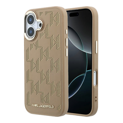 Husa Karl Lagerfeld PU Perforated Monogram Magsafe pentru iPhone 17 Bej