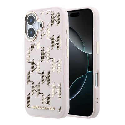 Husa Karl Lagerfeld PU Perforated Monogram Magsafe pentru iPhone 17 Roz