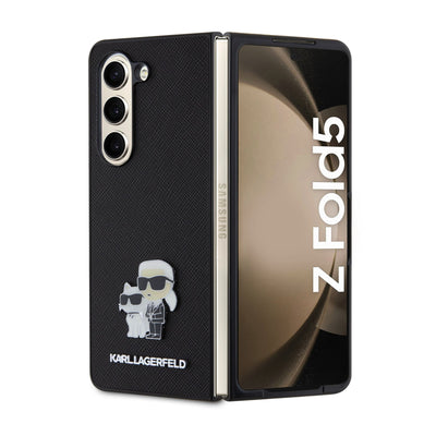 Husa Karl Lagerfeld PU Saffiano Karl si Choupette NFT pentru Samsung Galaxy Z Fold 5 Negru
