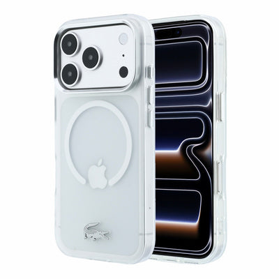 Husa Lacoste IML Frosted Petit Pique Metal Logo Magsafe pentru iPhone 18 Pro Transparent