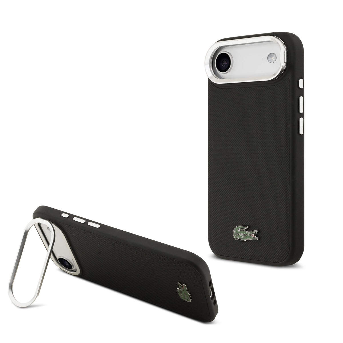 Husa Lacoste Iconic Petit Pique Camera Stand Magsafe pentru iPhone Air Negru
