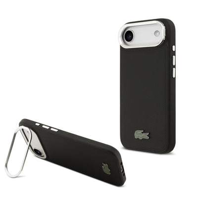 Husa Lacoste Iconic Petit Pique Camera Stand Magsafe pentru iPhone Air Negru
