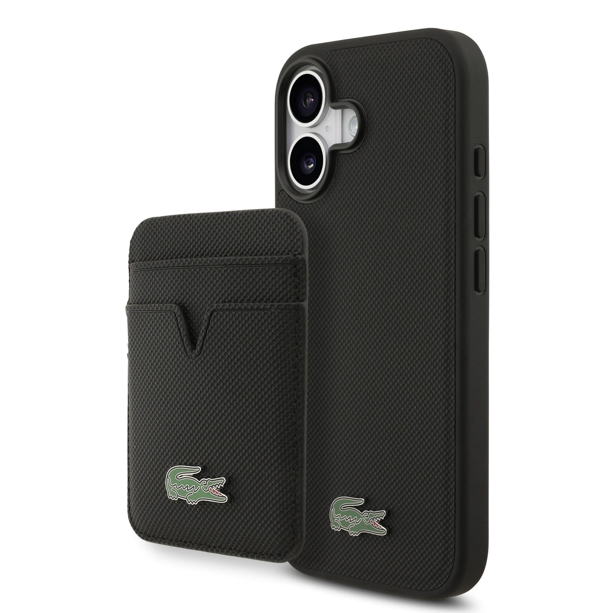 Husa Lacoste Iconic Petit Pique Magsafe + portofel pentru iPhone 17 Negru