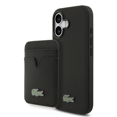 Husa Lacoste Iconic Petit Pique Magsafe + portofel pentru iPhone 17 Negru