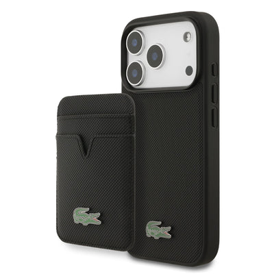 Husa Lacoste Iconic Petit Pique Magsafe + portofel pentru iPhone 17 Pro Negru