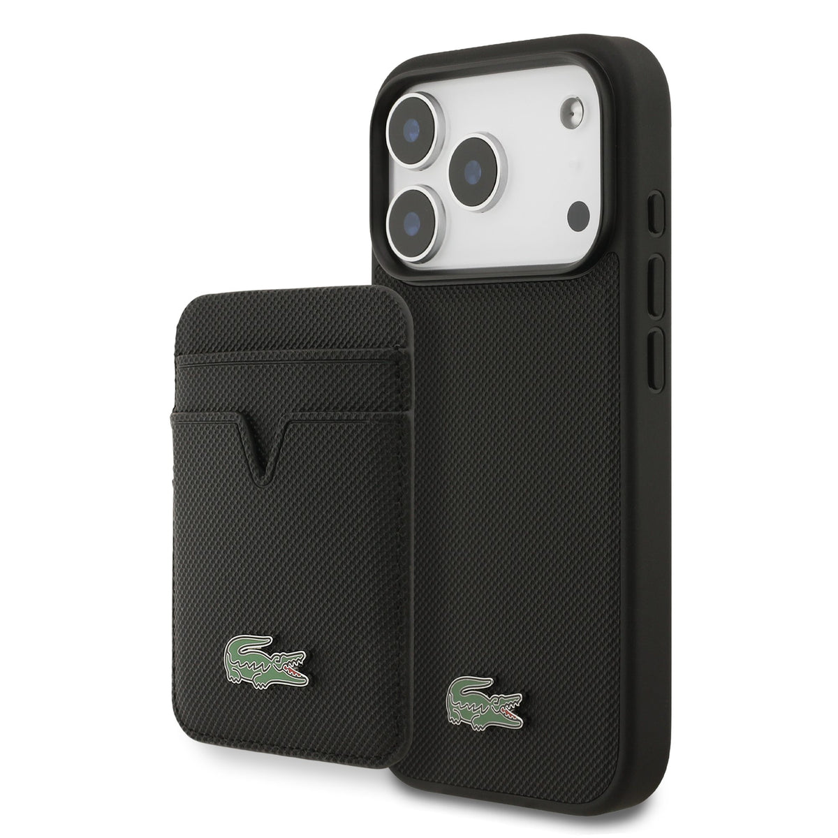 Husa Lacoste Iconic Petit Pique Magsafe + portofel pentru iPhone 18 Pro Negru