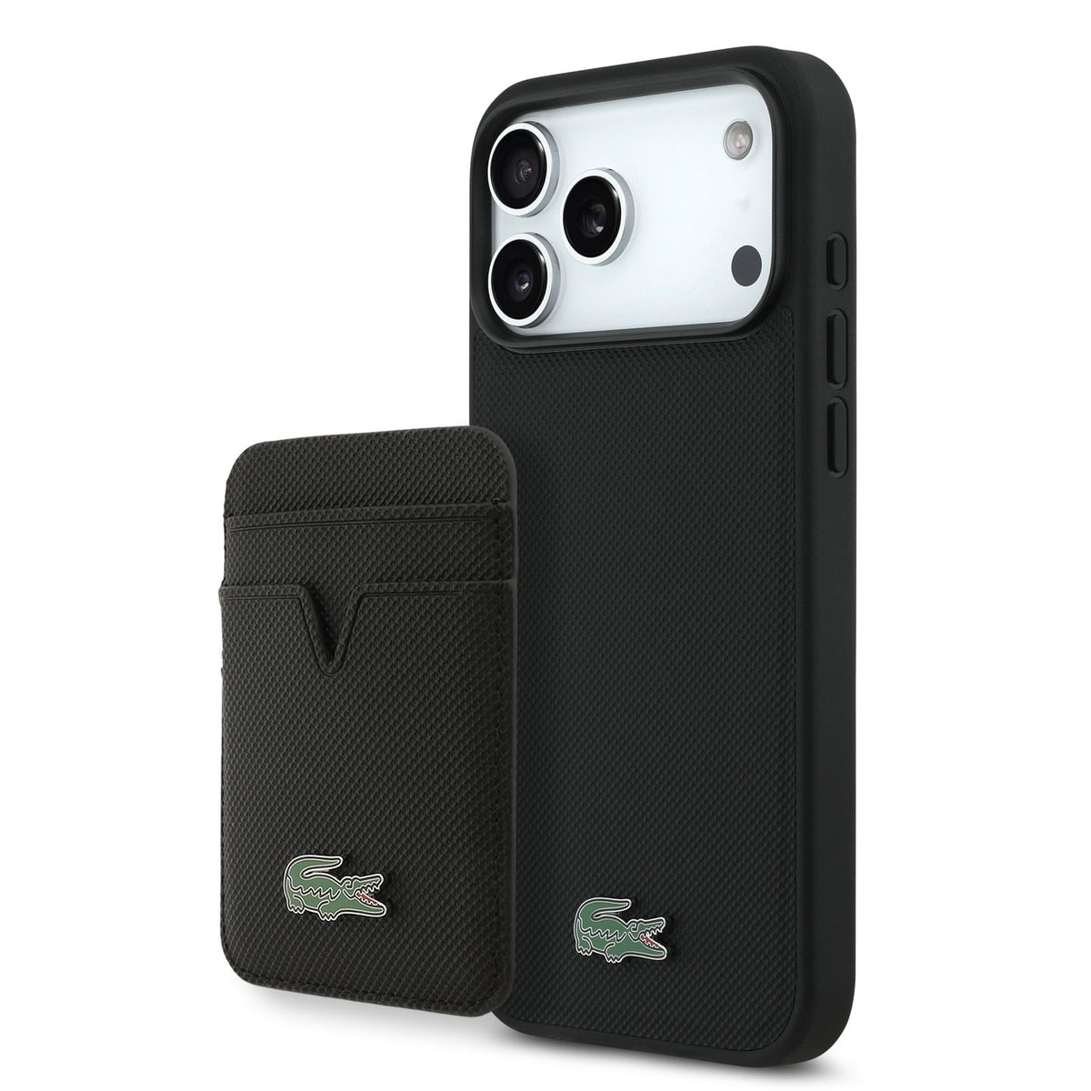 Husa Lacoste Iconic Petit Pique Magsafe + portofel pentru iPhone 18 Pro Max Negru