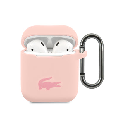 Husa Lacoste Liquid Silicone Glossy Printing Logo pentru AirPods 1/2 Roz