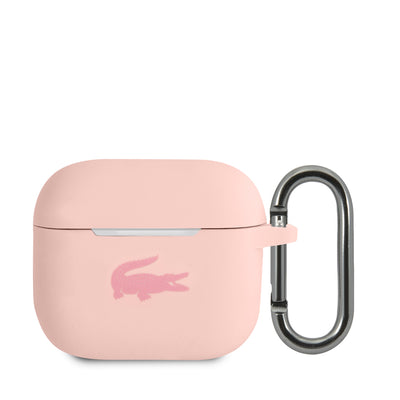 Husa Lacoste Liquid Silicone Glossy Printing Logo pentru AirPods 3 Roz