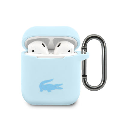 Husa Lacoste Liquid Silicone Glossy Printing Logo pentru AirPods 1/2 Albastru