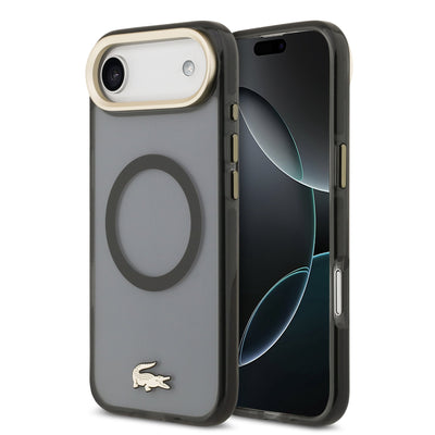 Husa Lacoste PC/TPU Frosted Finish Auriu Logo Magsafe pentru iPhone Air Negru
