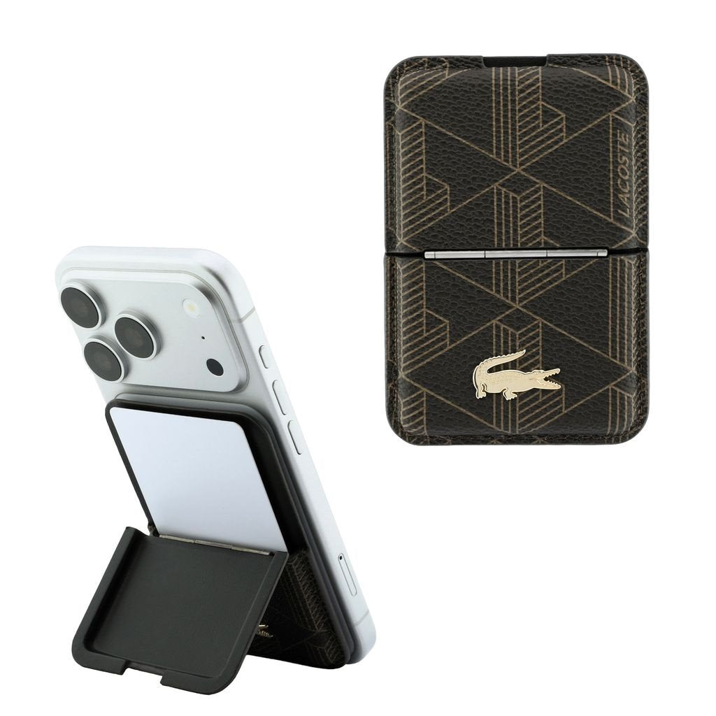 Suport auto Lacoste PVC Blend Monogram Petit Pique Magsafe portofel cu Stand Maro