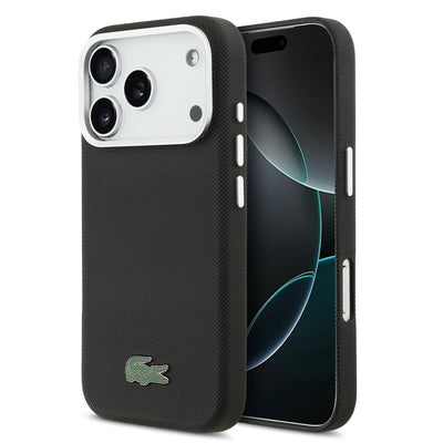 Husa Lacoste PVC Iconic Petit Pique Metal Logo Magsafe pentru iPhone 17 Pro Negru