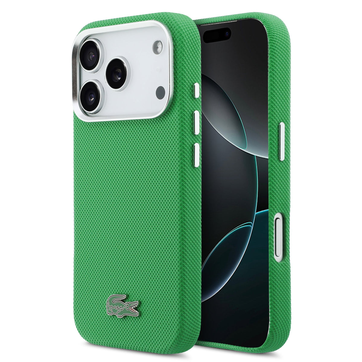 Husa Lacoste PVC Iconic Petit Pique Metal Logo Magsafe pentru iPhone 17 Pro Verde