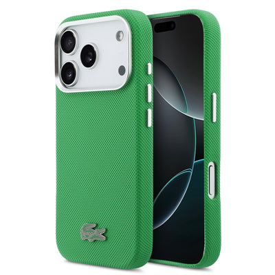 Husa Lacoste PVC Iconic Petit Pique Metal Logo Magsafe pentru iPhone 17 Pro Verde