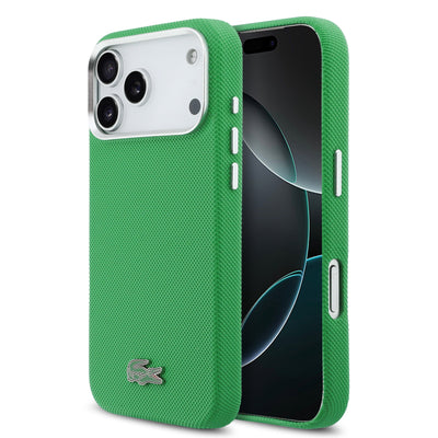 Husa Lacoste PVC Iconic Petit Pique Metal Logo Magsafe pentru iPhone 17 Pro Max Verde