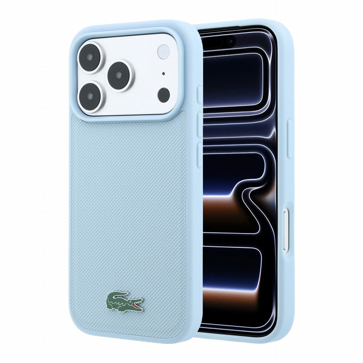 Husa Lacoste PVC Iconic Petit Pique Metal Logo Magsafe pentru iPhone 18 Pro Albastru