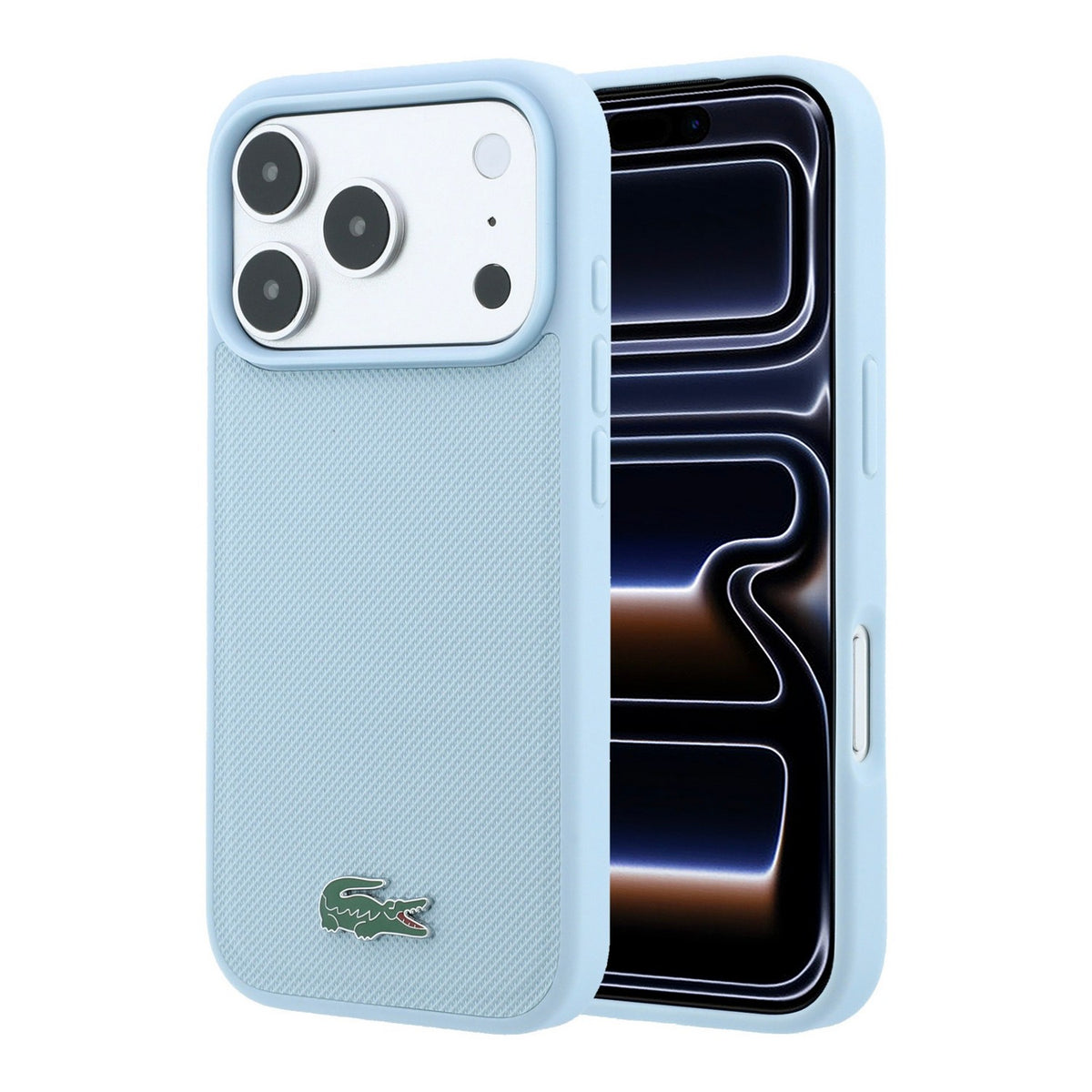 Husa Lacoste PVC Iconic Petit Pique Metal Logo Magsafe pentru iPhone 18 Pro Max Albastru
