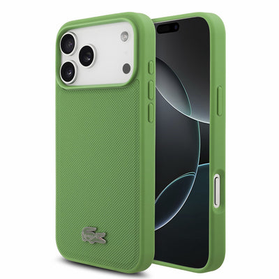 Husa Lacoste PVC Iconic Petit Pique Metal Logo Magsafe pentru iPhone 18 Pro Max Estragon