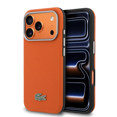 Husa Lacoste PVC Petit Pique Semi Wrap Magsafe pentru iPhone 17 Pro Max Portocaliu