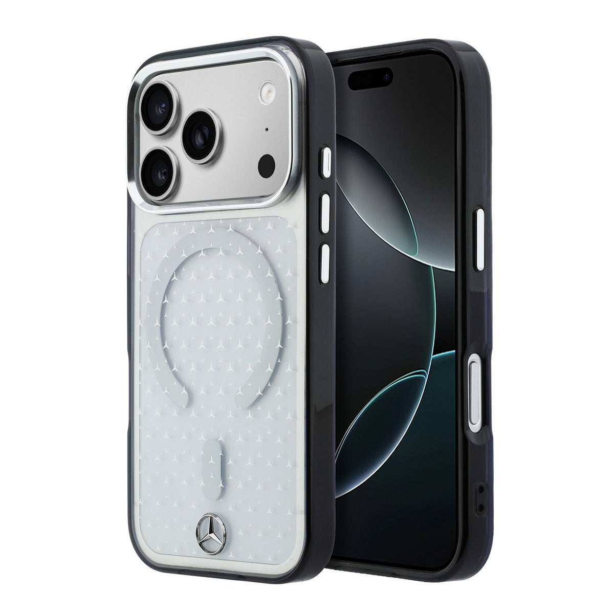 Husa Mercedes PC/TPU Star Pattern Magsafe pentru iPhone 18 Pro Transparent/Negru