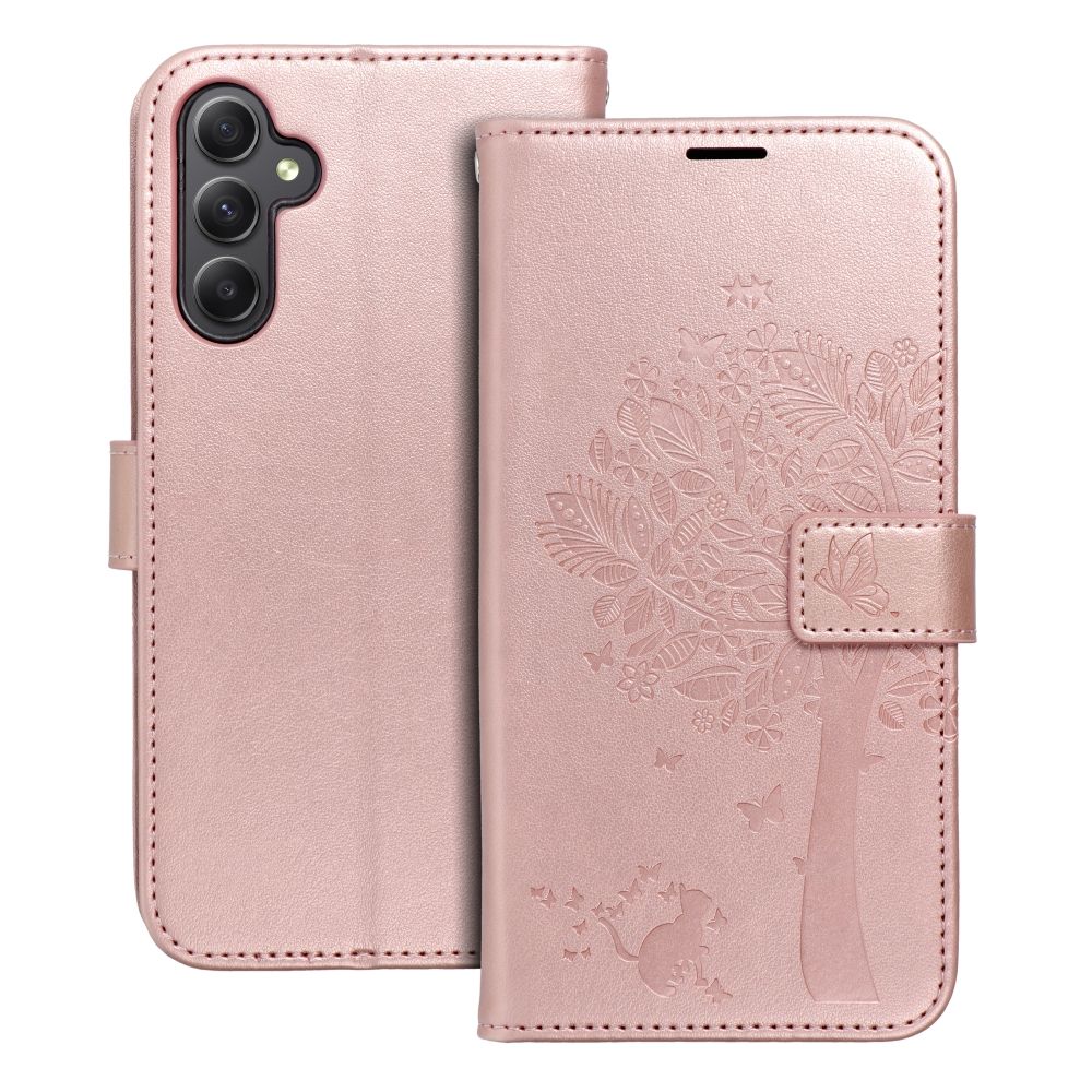 Husa Mezzo Book Flip pentru Samsung A34 5G Tree Roz auriu