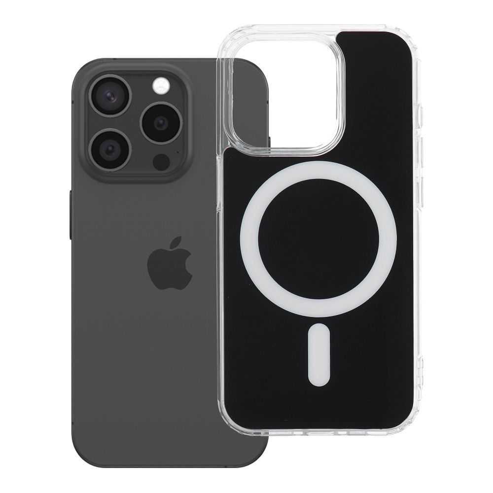 Husa Transparent Fusion Mag pentru iPhone 15 PRO Compatible cu Magsafe Negru