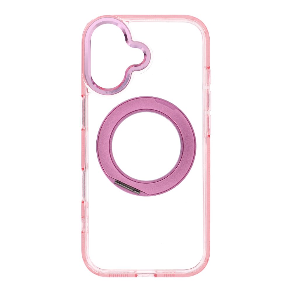 Husa pentru iPhone 17 Frame Circle Stand Compatible cu Magsafe Roz