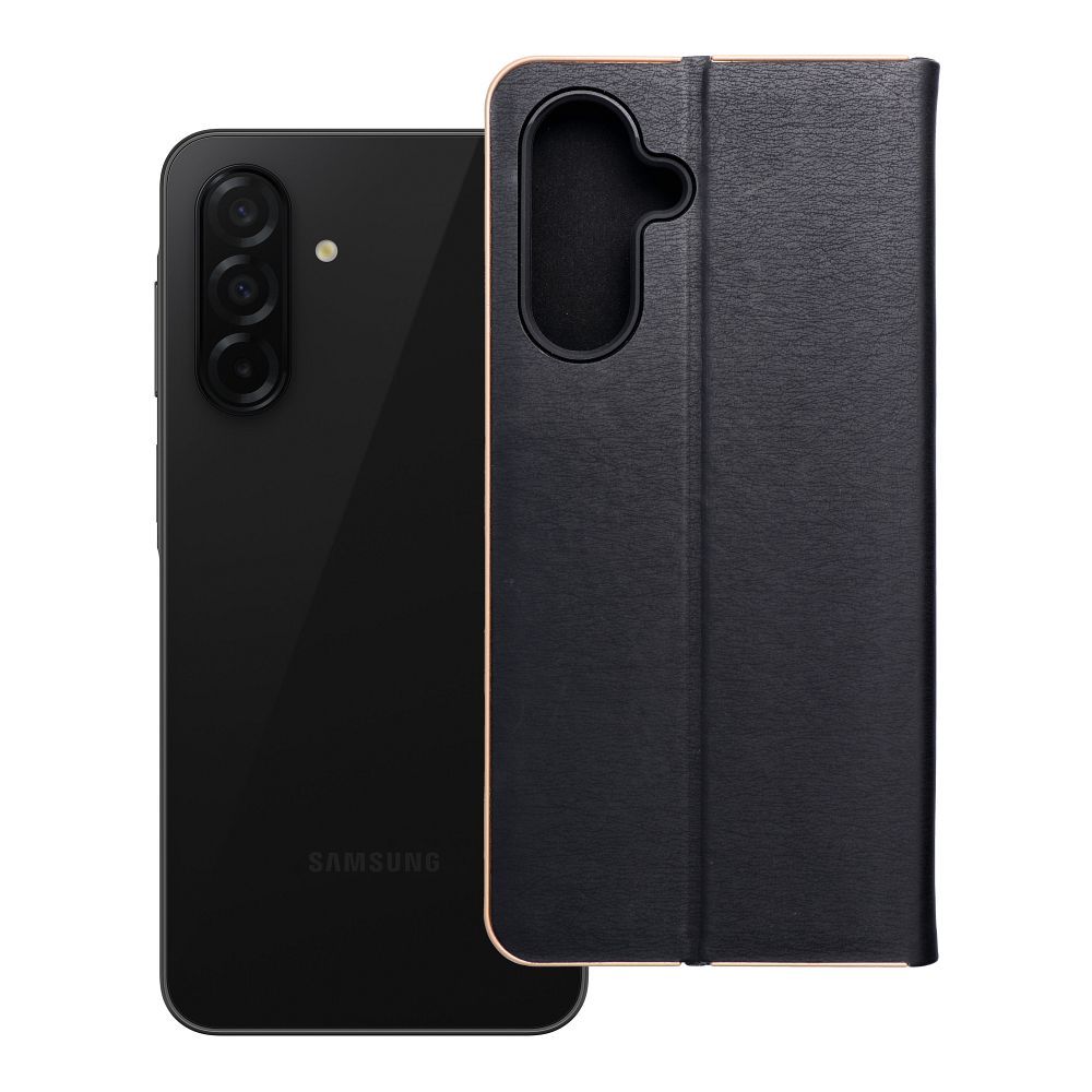Husa Luna Book Auriu Flip pentru Samsung A26 5G Negru