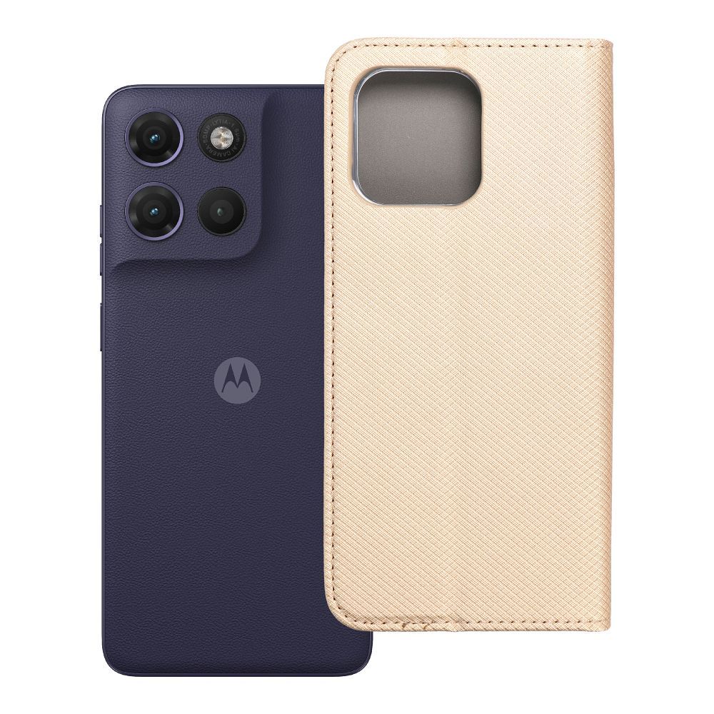 Husa Smart Book pentru Motorola G17 Power Auriu