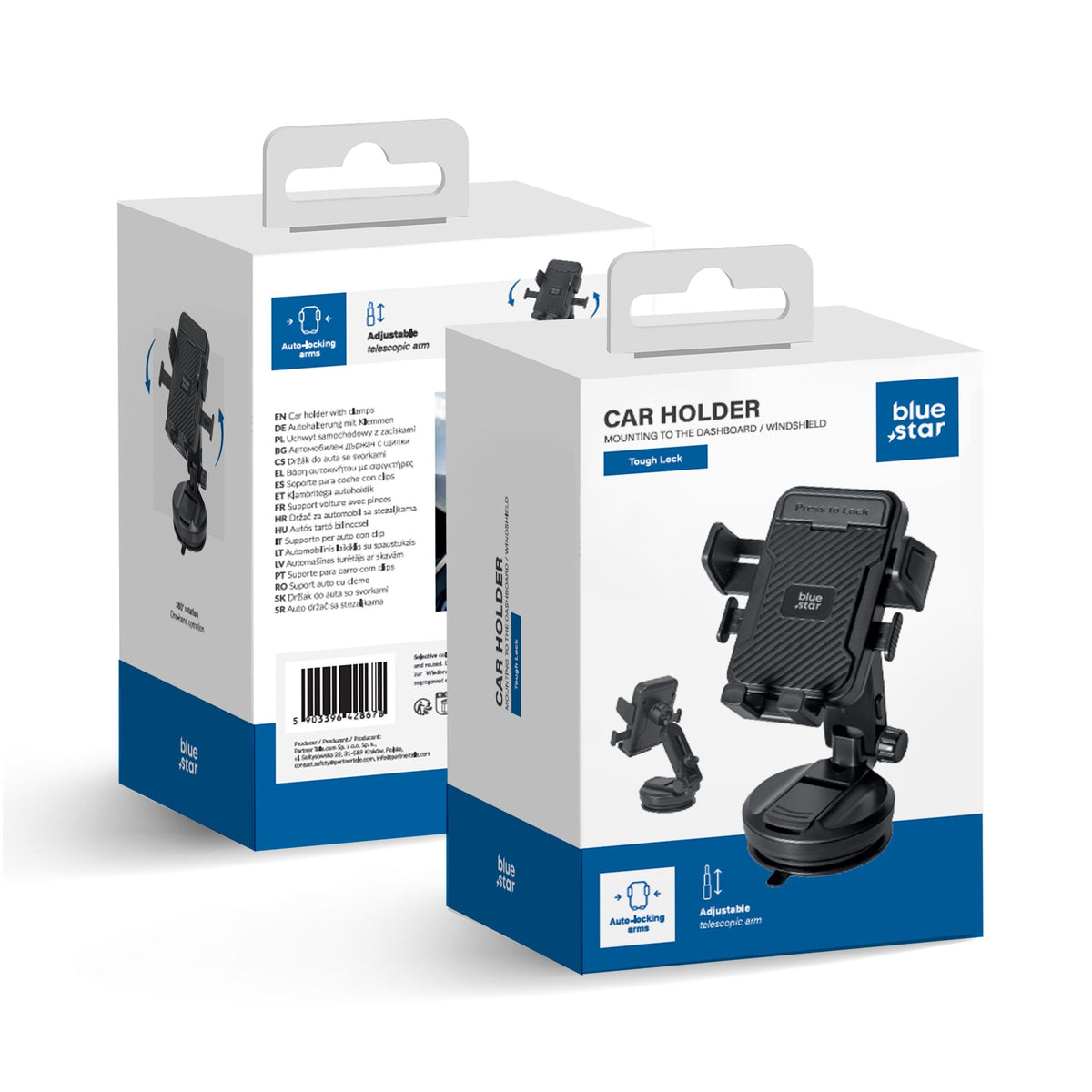 Suport auto Albastru Star Tough Lock pentru Windshield Negru