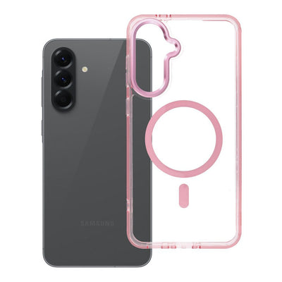Husa Frame Transparent Hybrid Mag pentru Samsung A56 Compatible cu Magsafe Powder Roz