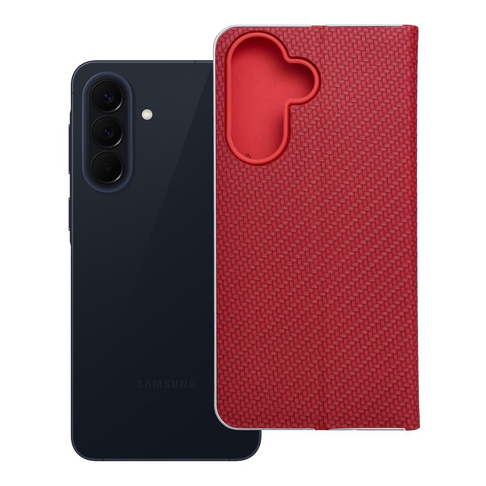 Husa Luna Book Carbon Flip pentru Samsung A57 5G Rosu