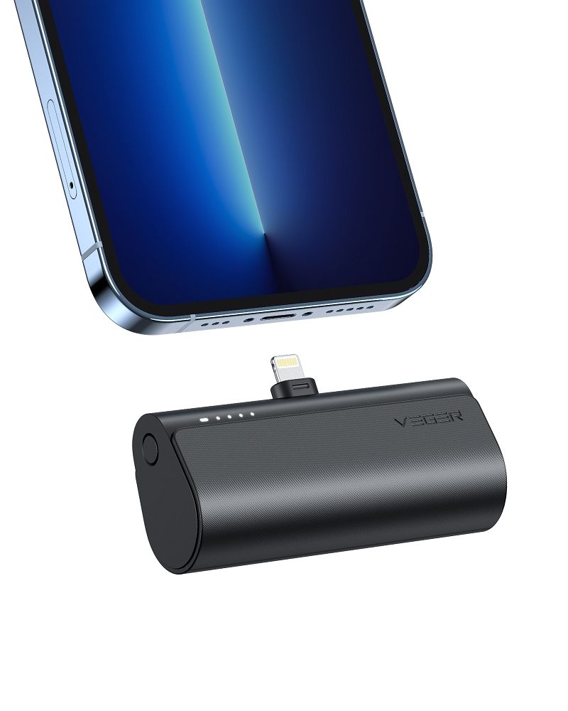 Acumulator extern Veger Plugon (W0556p) PD Qc3.0 3A 20W 5000 Mah cu Built-in Connector Lightning Negru