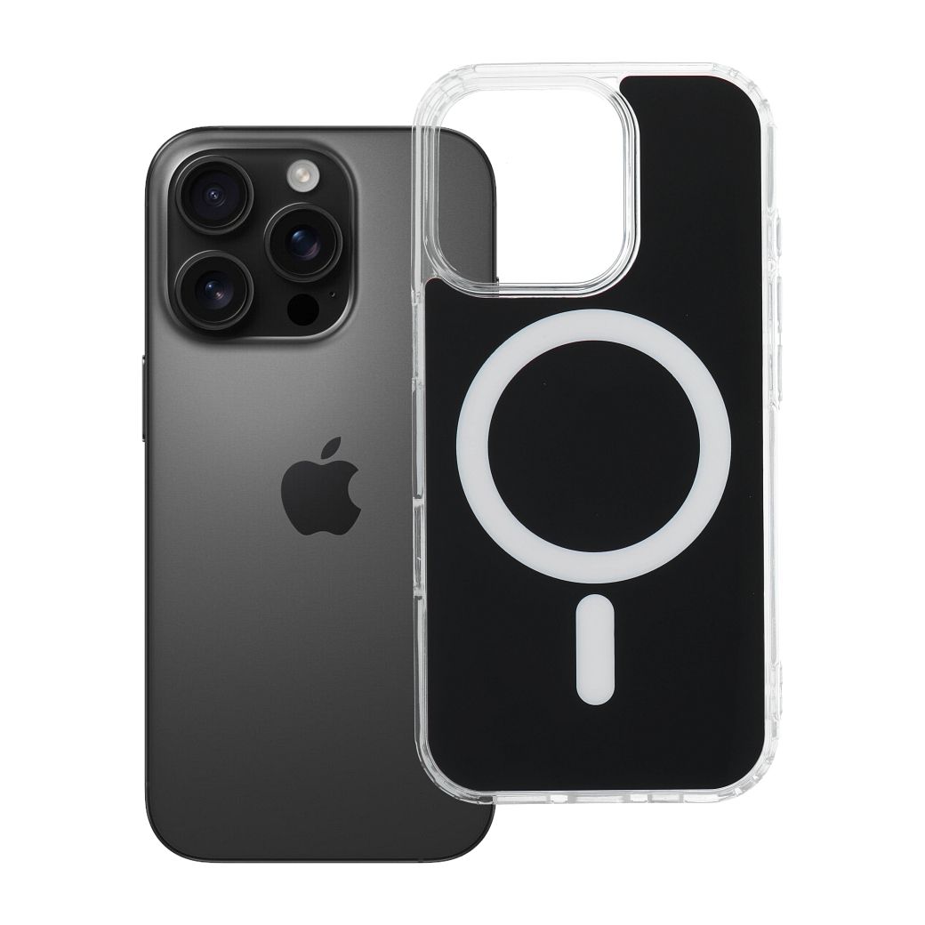 Husa Transparent Fusion Mag pentru iPhone 16 PRO Compatible cu Magsafe Negru