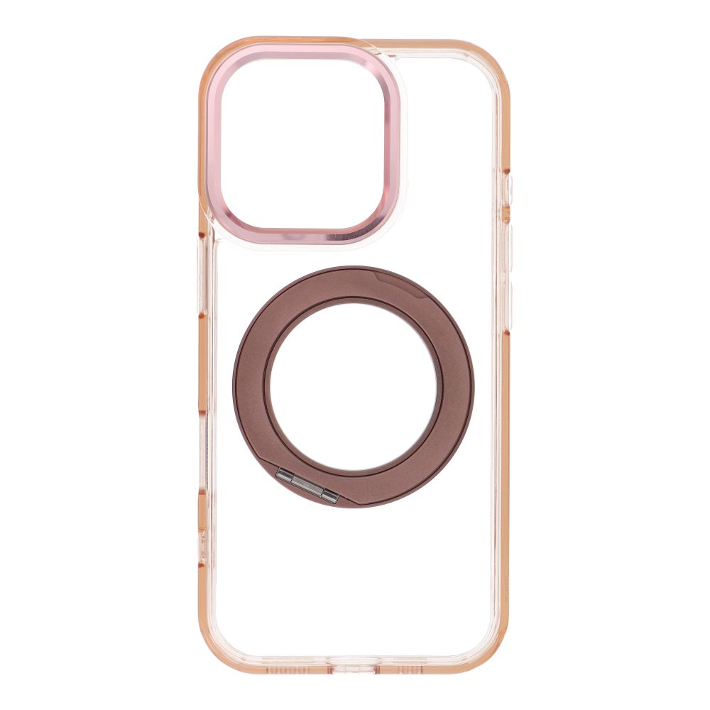 Husa pentru iPhone 16 PRO Frame Circle Stand Compatible cu Magsafe Auriu