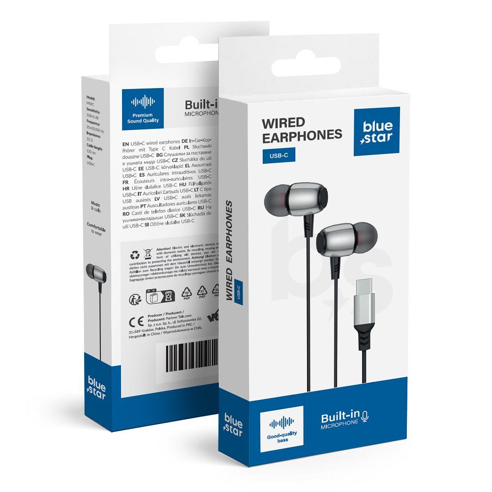 Casti Albastru Star Wire USB C (DAC) M09c 1,2 M Negru