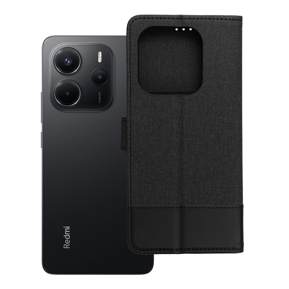 Husa Gomma Book Flip pentru Xiaomi Redmi Note 14 4G (Global - 164,84mm X 78,15mm X 8,16mm) Negru