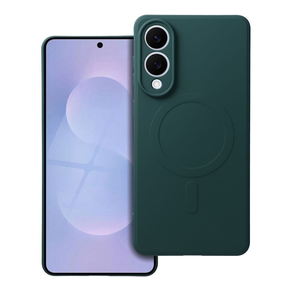 Husa Silicone Mag pentru Samsung S25 Edge Compatible cu Magsafe (Camera Protection) Verde inchis