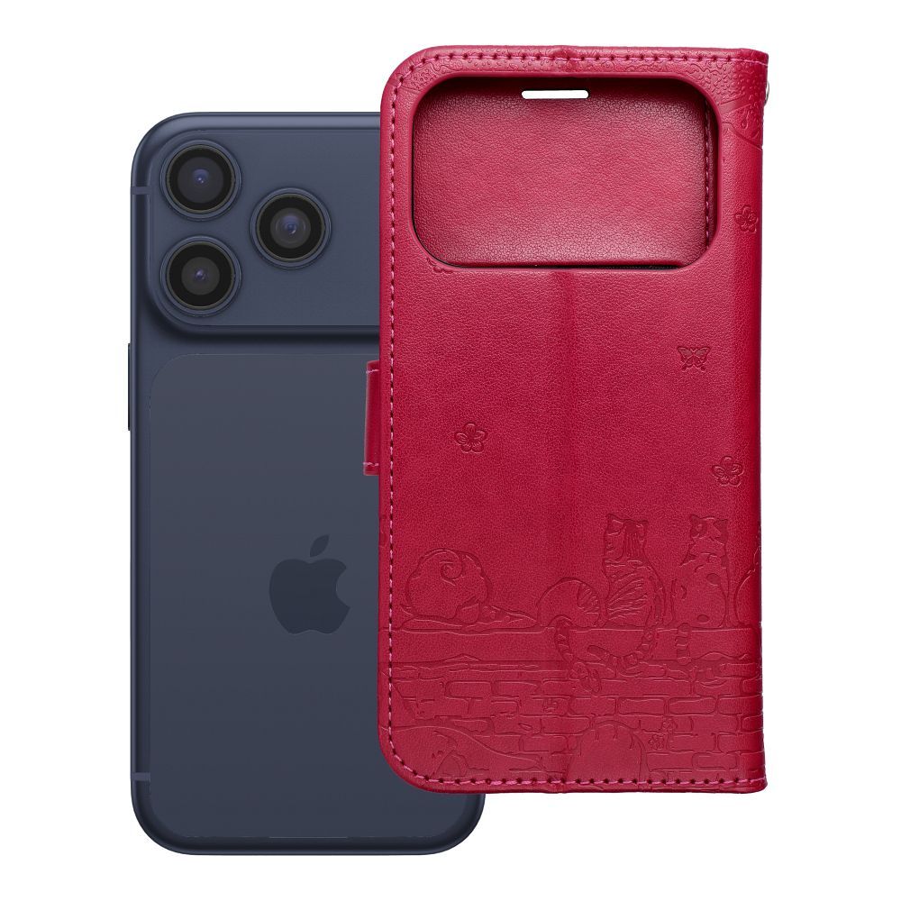 Husa Mezzo Book Flip pentru iPhone 17 PRO / 18 PRO Cats Rosu