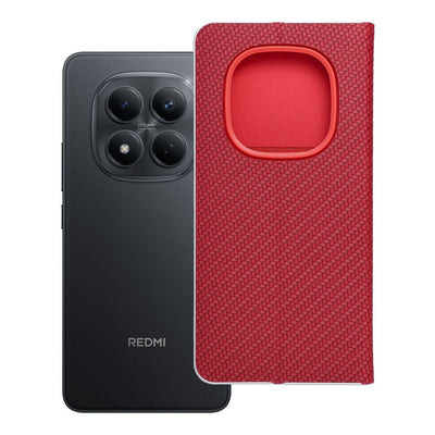 Husa Luna Book Carbon Flip pentru Xiaomi Redmi Note 15 PRO 5G Rosu